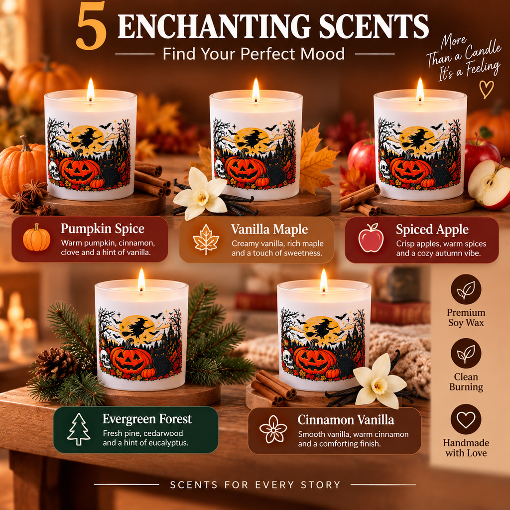 Personalized Halloween Candle – Custom Message Wooden Lid, UV Printed
